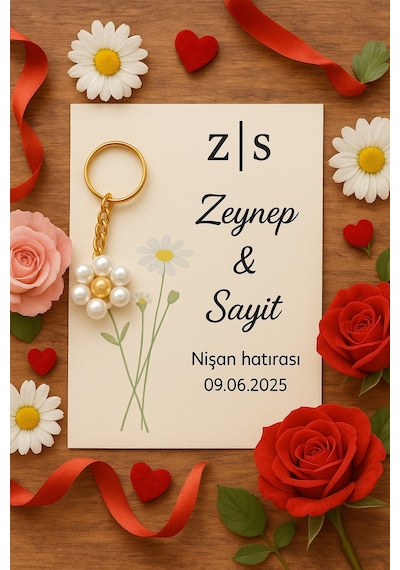 Kişisel Yazı 15 Adet Papatya Anahtarlık - Kına Hediyesi - Nişan Hediyesi - Nikah Hediyesi