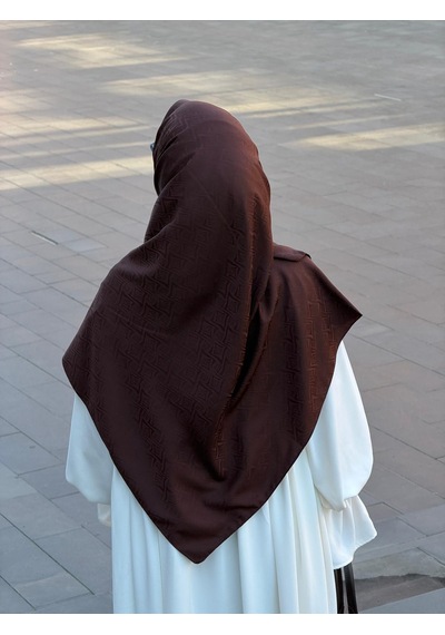 Qalortex Scarf Premium Jakarlı Sare Büyük Boy Eşarp - Aci Kahve acı kahve