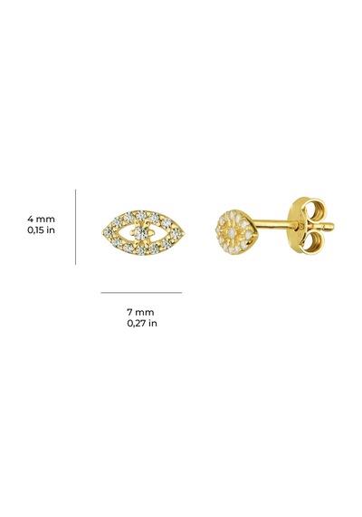 Goldkupe 14 Ayar Taşlı Altın Göz Şans Küpe 0,85 Gr-4354