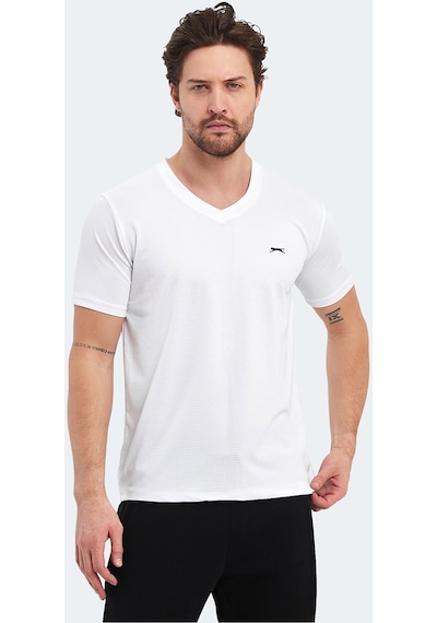 Slazenger KATRIINA Erkek V Yaka Beyaz Tişört