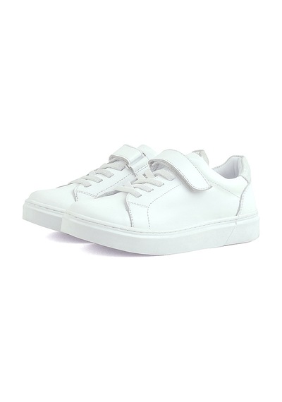 Rakerplus Hakiki Deri Beyaz Cırtlı Bağcıklı Kız Çocuk Sneakers Beyaz