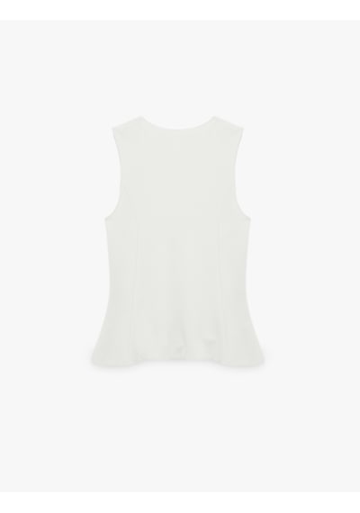 Koton Slim Fit Bisiklet Yaka Kolsuz Bluz Kırık Beyaz 6sak10030ek Ekru