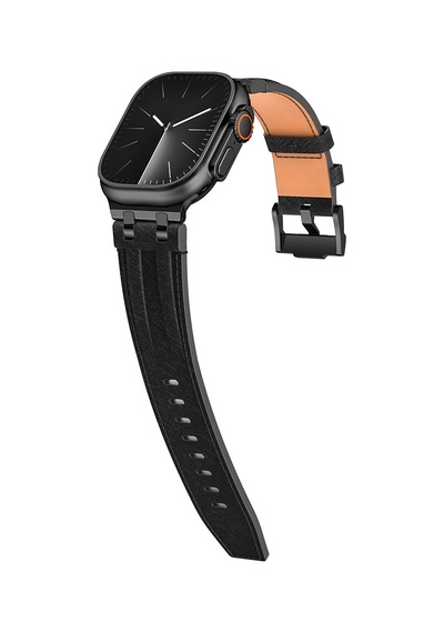 Apple Watch 7 45mm Uyumlu Kordon Kot Kumaş Tasarımlı Krd-153 Siyah