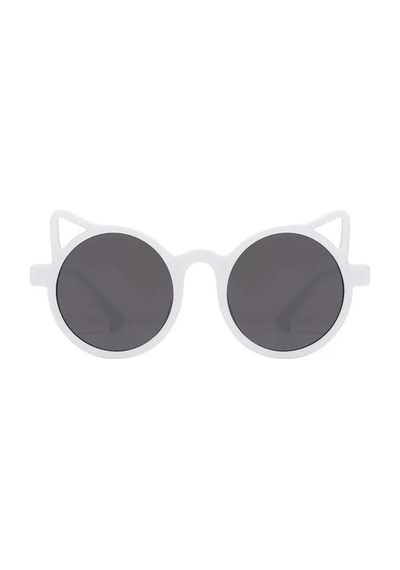 Dabify Beyaz Kemik Çerçeve Kedi Tasarım Vintage Retro Unisex Çocuk Güneş Gözlüğü