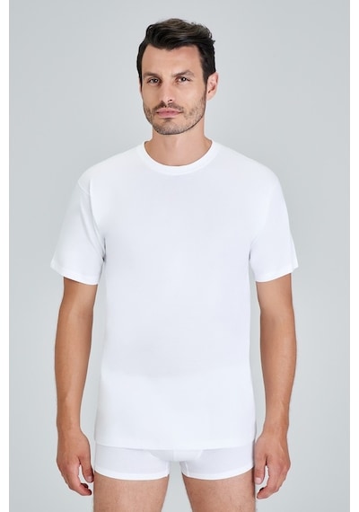 Kom Eduardo 2'Li T-Shirt Erkek %100 Pamuk Fanila Beyaz
