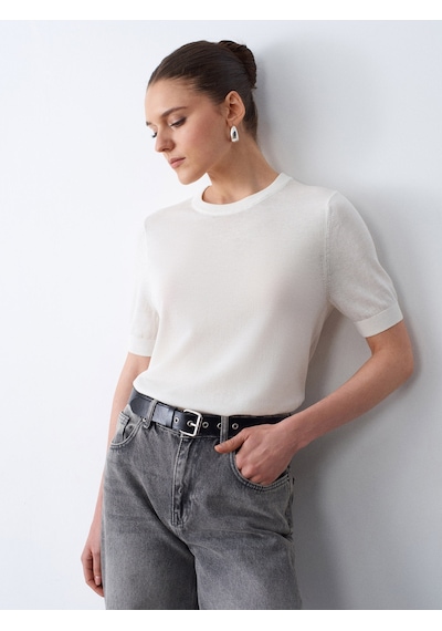 Dilvin 10872 Lyocell Karışımlı Minimal Bluz-ekru