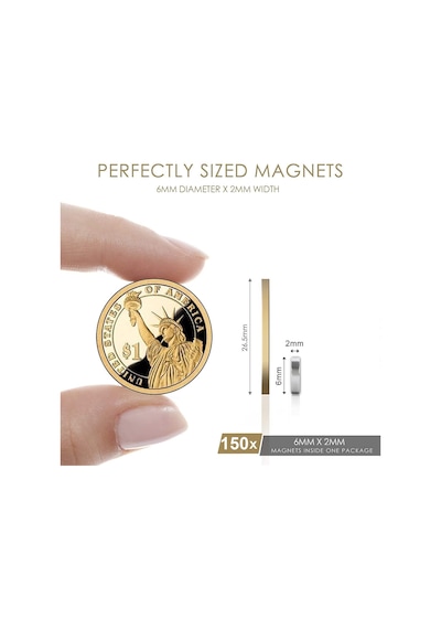 150 Adet Çap 6Mm X Kalınlık 2Mm Yuvarlak Güçlü Neodyum Mıknatıs N11.2590
