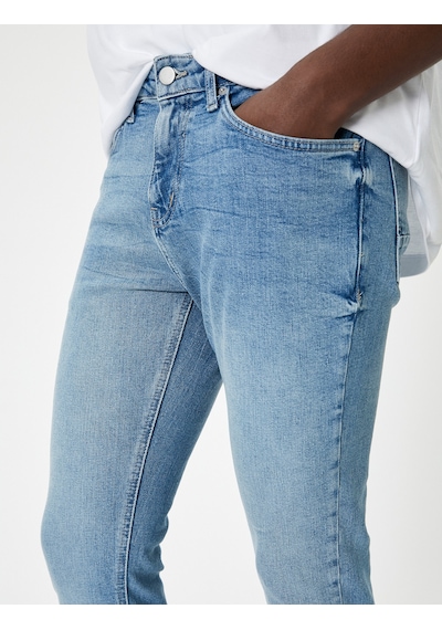 Koton Skinny Fit Kot Pantolon - Michael Jean Açık İndigo 4sam40027nd