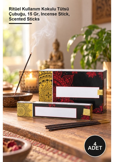 4 Adet Aromalı Çubuk Tütsü Ritüel Kullanım Kokulu Tütsü Çubuğu, 15 Gr, Incense Stick, Scented Sticks
