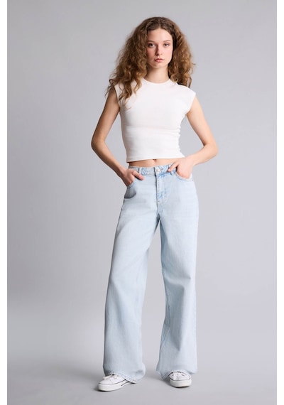 Defacto Wıde Leg Mavi Kadın Jean Pantolon G2208ax/nm39 Mavi
