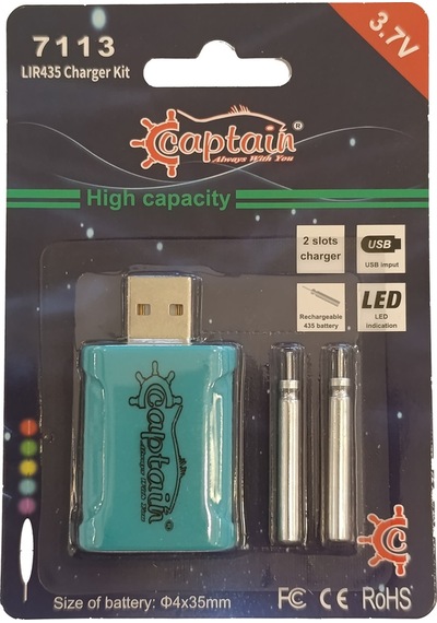 Captain 7113 Fosfor Ve Şamandra Pili İçin Pil Şarj Kiti Usb Li