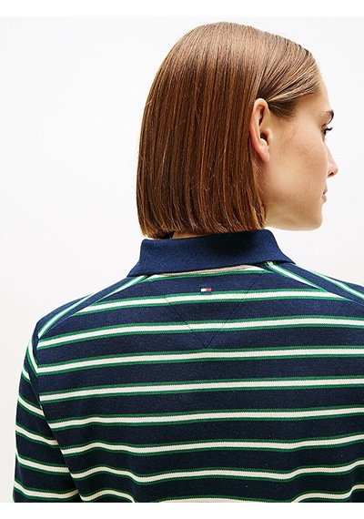 Tommy Hilfiger Th Scrıpt Lyocell Zıp Ss Polo Kadın Yeşil T-shirt - Ww0ww47853