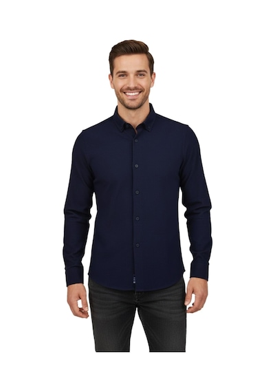 Advante Erkek Spor Slim Fit Uzun Kol Petek Fitilli Gömlek Bgl-st04824 Lacivert