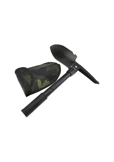 Portatif Çantalı Pusulalı Katlanabilir Metal Kazma Kürek Seti Siyah