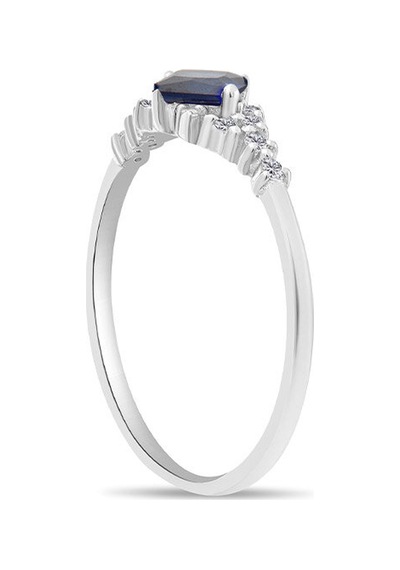 0.25 Karat Safir Pırlanta Yüzük - Hrd Sertifikalı Beyaz Altın