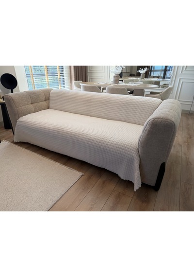 Kare Desen Süngerli Wellsoft Koltuk Örtüsü 170x215 Cm Krem