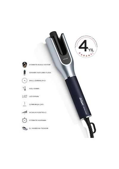 Arzum Ar5156 Revolution Otomatik Dönebilen Bukle Saç Maşası Platin Gri