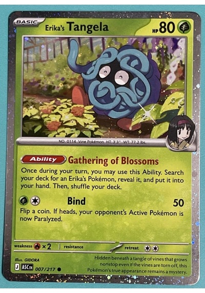 Ascended Heroes Erika's Tangela 007/217 Tek Kart Koleksiyonluk Orijinal Kart Cosmo Holo Promo