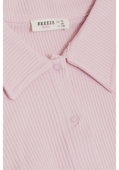 Breeze Kız Çocuk Tişört Crop Çıtçıtlı Fitilli 9-14 Yaş, Pembe-pembe Pembe
