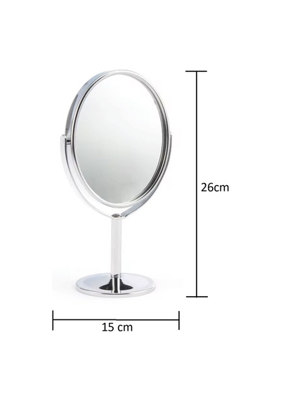 Oval Masaüstü Ayaklı 360 Dönebilen, İşyeri, Seyahat İçin Mini Krom Ayna 15x25cm Diğer