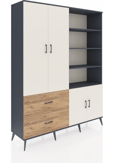 Hyperion Gardrop 7 Raflı 2 Çekmeceli Tek Askılı 176x44x221 Antrasit-aytaşı/çam Aytaşı/çam Hyperion Gardrop 7 Raflı 2 Çekmeceli Tek Askılı 176x44x221 Antrasit-aytaşı/çam Aytaşı/çam