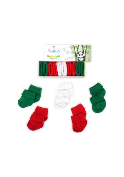 Novibaby 5'li Bambu Yenidoğan Bebek Çorabı I Christmas I 0-6 ay Çok Renkli