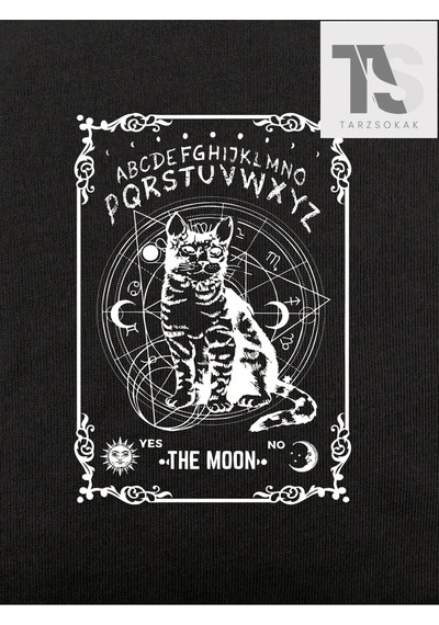 Startmore Academia Kedi & Harf Grafikli Tişört Siyah