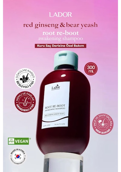 Lador Dökülme Karşıtı Besleyici Kırmızı Ginseng Saç Bakım Şampuanı LADOR Root Re-Boot Red Ginseng Beer