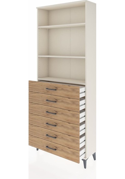 Arges Dolap 3 Raflı 6 Çekmeceli 88x30x221 Aytaşı-çam Aytaşı