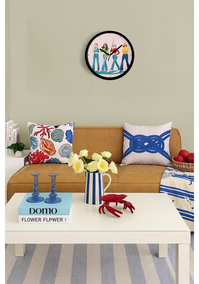Havalı Kadınlar Tasarımı Modern Duvar Saati - 30cm - Önü Camlı Siyah Kasa - Sessiz Mekanizma-jh0264 Siyah