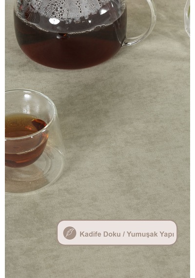 Elart Soft Masa Örtüsü Kadife Dikdörtgen 150x220 Cm Adaçayı Adaçayı