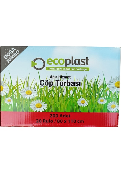 Ecoplast Battal Boy Çöp Torbası Poşeti - 500 G- 90 L - 80 x 110 CM / 10 Adetlik 3 Rulo