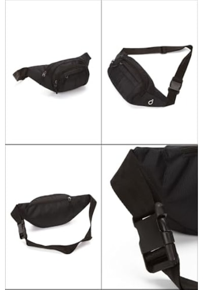2As Av A Dos Siyah Unisex Suya Dayanıklı Çapraz Askılı Omuz Bel Çanta Günlük Yürüyüş Koşu Outdoor Çanta 341 Siyah