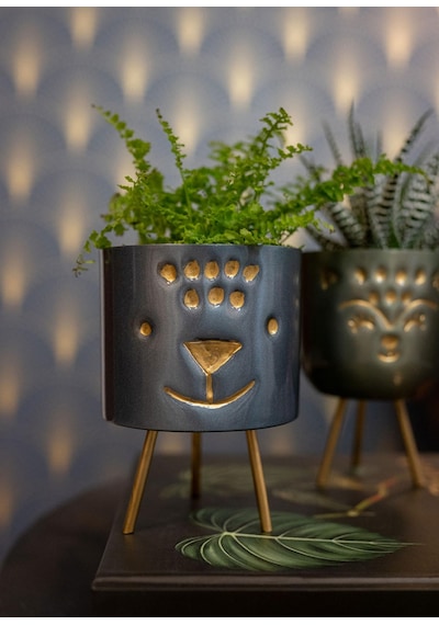 Hayvan Desenli Ayaklı Saksı Mavi Y 11cm