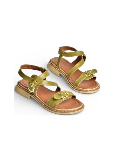 Fox Shoes Y996062509 Yeşil Toka Detaylı Kadın Sandalet