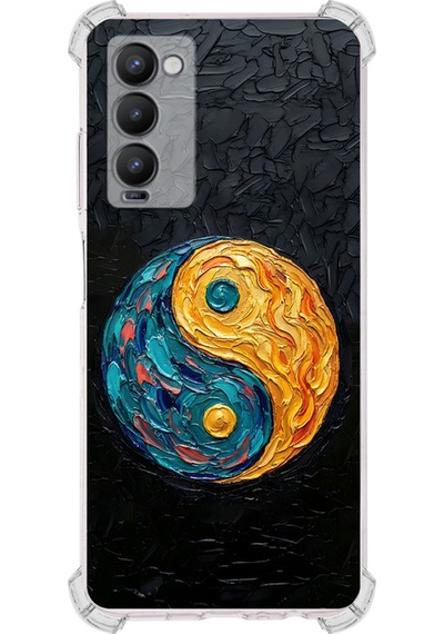 Tecno Camon 18p İle Uyumlu Köşe Korumalı Kılıf Metamorfoz Dualite Tasarımlı Uv Baskılı Şeffaf