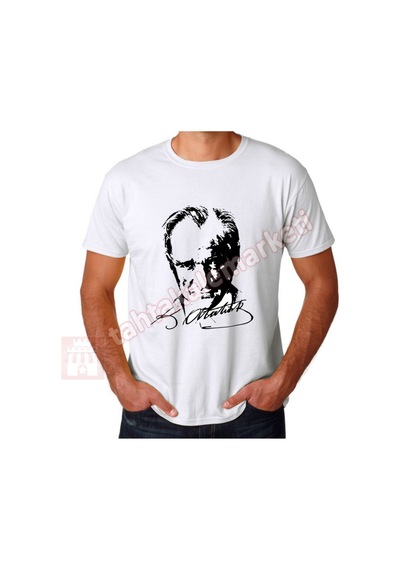 Yetişkin Atatürk Tişört Beyaz Atatürk Baskılı T-Shirt S