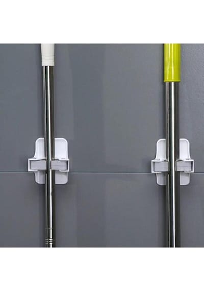 1 Adet Yapışkanlı Pratik Mop Temizlik Fırçası Temizlik Sopası Tutucu Süpürge Sopa Askısı Beyaz Diğer