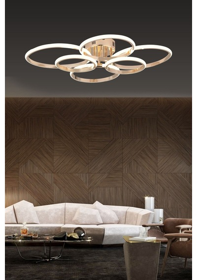 Pl 02 6 Model Gold 3 Renkli Salon Ve Oturma Odası İçin İdeal Alüminyum Avize, 75x10 Gold
