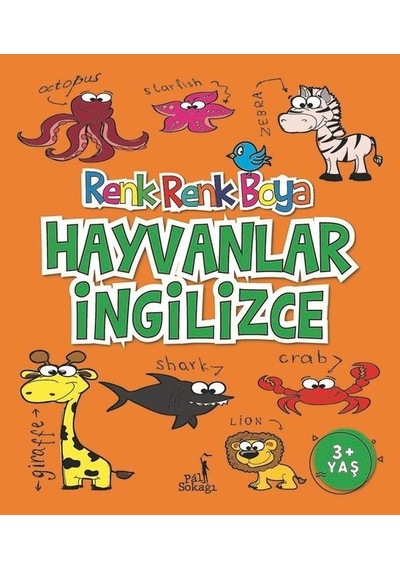 Boyama Kitabı Hayvanlar İngilizce Renk Renk Boya- Pal Sokağı
