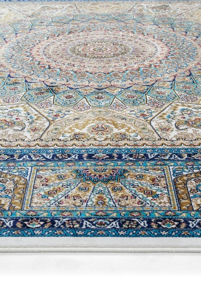 Cool Halı Zerabi Mavi Saray Halısı Göbekli Klasik Halı Avangarde Retro Yumuşak Lüks Ev Salon Halısı