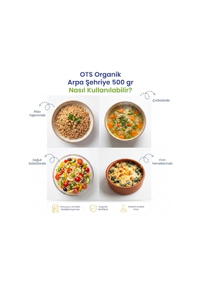 Ots Organik Arpa Şehriye 500 gr (Organik Sertifikalı, Pestisit Analizli)