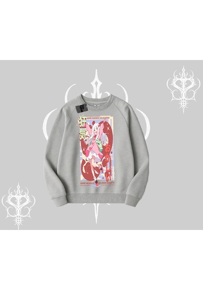 Startmore Biskilet Sweatshirt Madness Unleashed Anime Girl Baskılı Gri