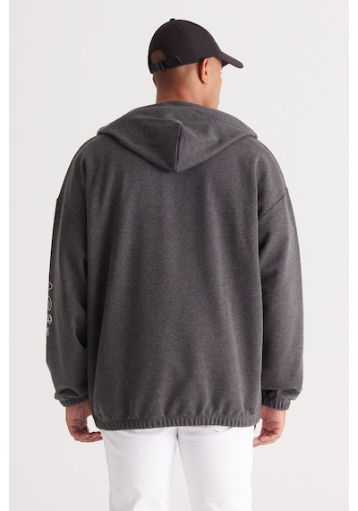AC&Co / Altınyıldız Classics Erkek Antrasıt Melanj Oversize Bol Kesim Kapüşonlu Baskılı Sweatshirt Antrasit AC&Co / Altınyıldız Classics Erkek Antrasıt Melanj Oversize Bol Kesim Kapüşonlu Baskılı Sweatshirt Antrasit