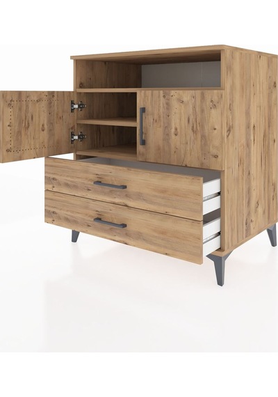 Kronos Şifonyer 3 Raflı 2 Çekmeceli 2 Kapaklı 88x59x96 Çam-çam Çam