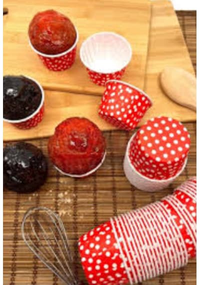 Kağıt Muffin Kek Kalıbı Puantiyeli Kırmızı