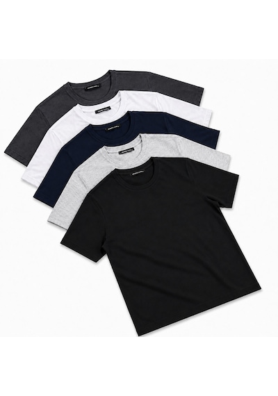 Fabio Cassani Classics Men Relaxed Fit Basic Kısa Kol Tişört 5'li Siyah-laci-beyaz-gri-antrasit Karışık-çok Renkli