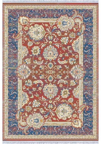 Kiremit Çerçeveli Dokuma Pamuk Taban Kaymaz Kilim Klm284n11