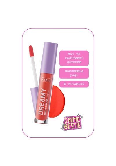 Callista Dreamy Matte Cream Lipgloss Mat Görünümlü Dudak Parlatıcısı - 202 Sun - Turuncu