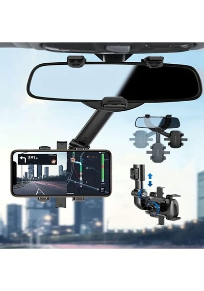 Araba Dikiz Aynası İçin Cep Telefonu Tutucu 360 Derece Dönebilen Ayarlanabilir Çok Fonksiyonlu Kolay Montaj 2 Mixed